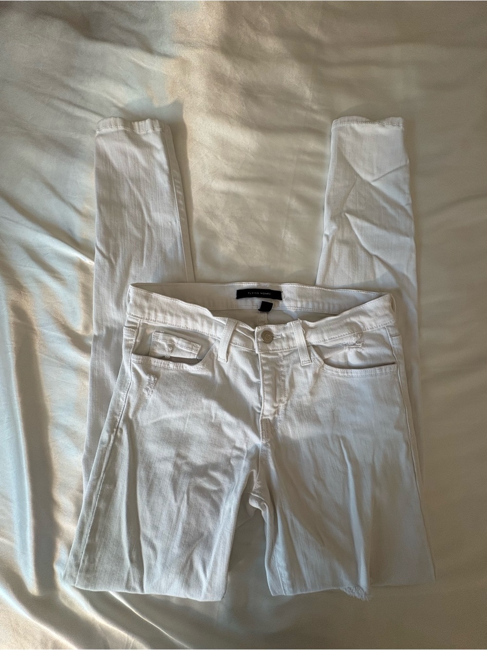 Flying Monkey White Ripped Skinny Jeans